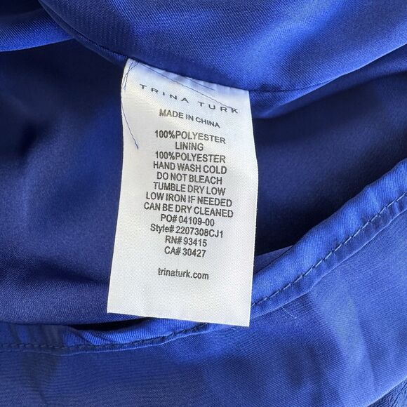 Trina Turk Viti Blue Mini Dress Peasant Boho Tiered Tassel Ruffle Medium New - Picture 10 of 15